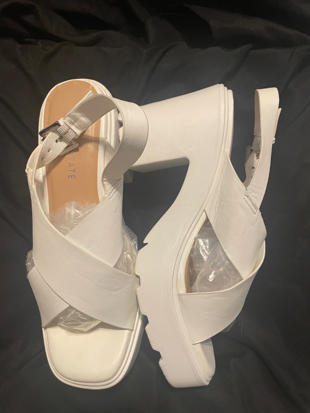 Altar'd State White Platform Cross-Strap Slingback Sandals